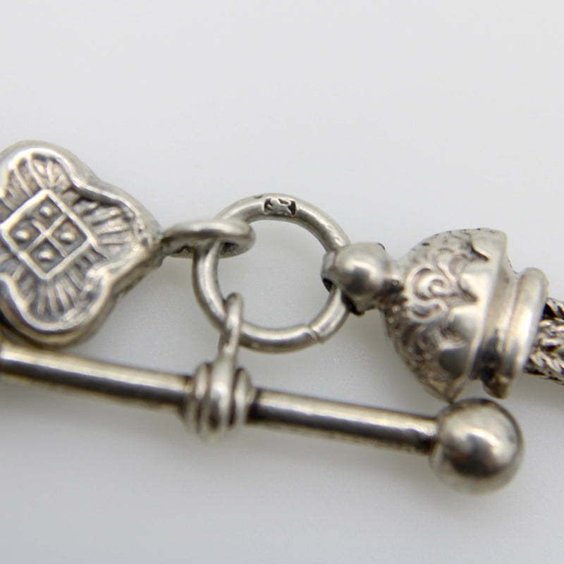 Sterling Silver Victorian Albertina Watch Chain or Bracelet with Heart Chain Kirsten's Corner 