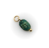 Egyptian Revival Small Turquoise Faience Scarab Pendant with 14K Gold Mount pendant, Charm Kirsten's Corner 