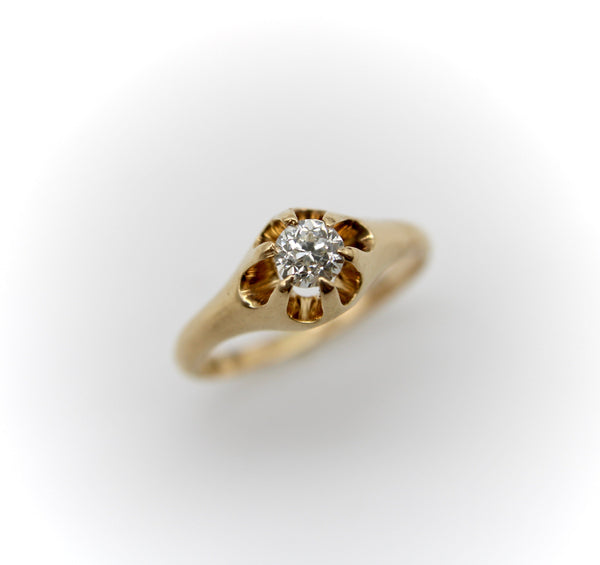 14K Gold Victorian Era Old European Cut Solitaire Ring Ring Kirsten's Corner Jewelry 