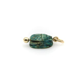 Egyptian Revival Small Turquoise Faience Scarab Pendant with 14K Gold Mount pendant, Charm Kirsten's Corner 