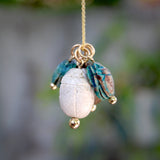 Egyptian Revival Beige Faience Scarab Pendant with 14K Gold Mount pendant, Charm Kirsten's Corner 