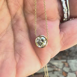Signature 14K Gold Bezel Set Old European Cut Diamond 16” Necklace
