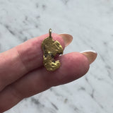 Vintage 22K Gold Nugget Pendant with Pac-Man Resemblance