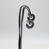 Vintage Gioia 18K Gold and Sterling Silver Sapphire Huggie Earrings