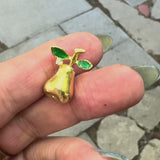 18K Gold Vintage Pear Diamond and Enamel Charm
