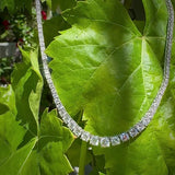 14K White Gold and Diamond 7 Carat Graduated Riviera Necklace