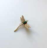 Edwardian 14K Gold Dragonfly Pendant with Garnet, Pearls, & Enameling