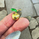 18K Gold Vintage Apple Diamond and Enamel Charm