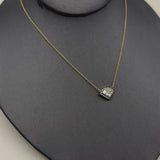 18K Gold Shield Shape Diamond Pendant with Diamond Halo