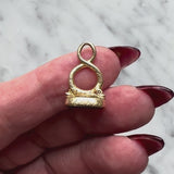 14K Gold Georgian Double Dolphin Fob with Bloodstone Cartouche