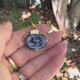 Victorian 10K Gold Onyx Intaglio Fob of Nike