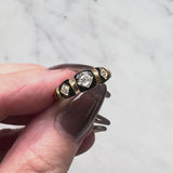 Victorian 18K Gold Enamel and Old Mine Cut Diamond Mourning Ring