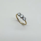 Art Deco 18K Gold & Platinum Three-Stone Old European Cut Diamond Ring