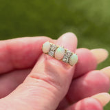 Edwardian 18K Gold Opal and Diamond Three-Stone Ring