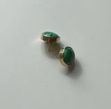 14K Gold Signature Malachite Button Earrings