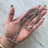 Art Deco Sterling Silver Graduated Curb Link Watch Chain