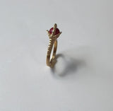 Vintage 18K Gold Sardinian Red Coral Bead and Claw Ring