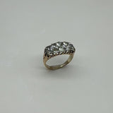 Victorian 18K Gold Elongated Cluster Old Mine Cut Diamond Ring