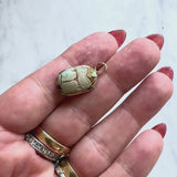 Egyptian Revival Turqoise Faience Scarab Pendant with 14K Gold Mount