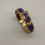 14K Gold Victorian Enameled Blue Ivy Buckle Bracelet