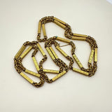 Victorian 14K Gold Fancy Link Long Guard Chain with Embossed Details