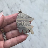 Vintage Berber Hand of Fatima/ Hamsa Sterling Silver Geometric Motif Pendant