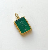 22K Gold and Green Chalcedony Intaglio of Zoroaster Pendant