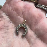 Victorian 14K Gold with Silver Front Diamond Horseshoe Charm or Pendant