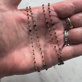 14K Gold Hand-Faceted Black Diamond Hand Wired Chain Necklace