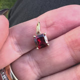 14K Gold Emerald Cut Tanzanian Garnet Pendant