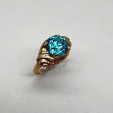 14K Gold Retro Blue Zircon Ring