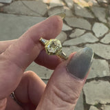 18K Gold Hexagonal Diamond Hand Engraved Ring