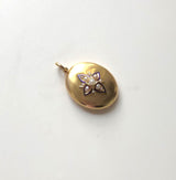 Victorian 14K Gold Locket with Floral Pearl and Enamel Decoration