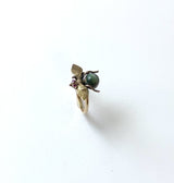 14K Gold Victorian Bee Ring with Ruby & Cats Eye