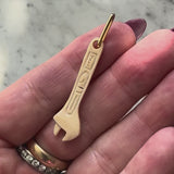 Fossilized Mammoth Tusk Wrench Charm with 14K Gold Bail