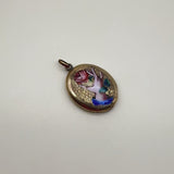 Victorian 18K Gold Hand-Painted Enamel Hand with Rose Locket