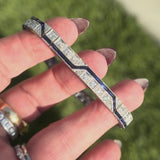 Art Deco Diamond and Sapphire Line Bracelet with Zig-Zag Pattern