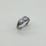 18K Gold Edwardian/Art Deco Two Stone Diamond Ring with Sapphires