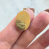 Victorian 18K Gold Hand Engraved Ave Maria Eagle Pendant Charm