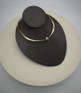 14K Gold Modernist Ed Wiener Sculptural Collar Necklace with Pearl