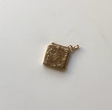 14K Gold Victorian Hand Engraved Square Fob Locket