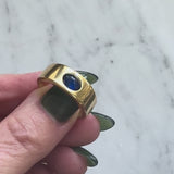 Vintage 18K Gold Tiffany & Co. Sapphire Cabochon Cigar Band Ring