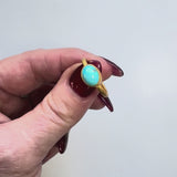 24K Gold Handmade Persian Turquoise Cabochon Ring