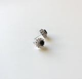 Vintage 14K White Gold Black Diamond and Diamond Halo Earrings