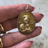 Victorian 10K Gold Our Lady of Perpetual Help & Sacred Heart Pendant