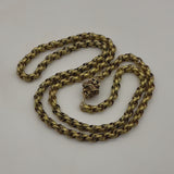 14K Gold Georgian Muff Chain with Flowered Barrel Clasp