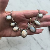 Retro Taxco 980 Silver Graduated Opal Cabochon Necklace