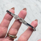 18K White Gold Diamond and Sapphire Art Deco Style Bracelet