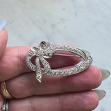 Mid-Century 14K White Gold Diamond Oval Bow Pin