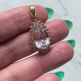Vintage 14K Gold, Kunzite and Cognac Diamond Pendant